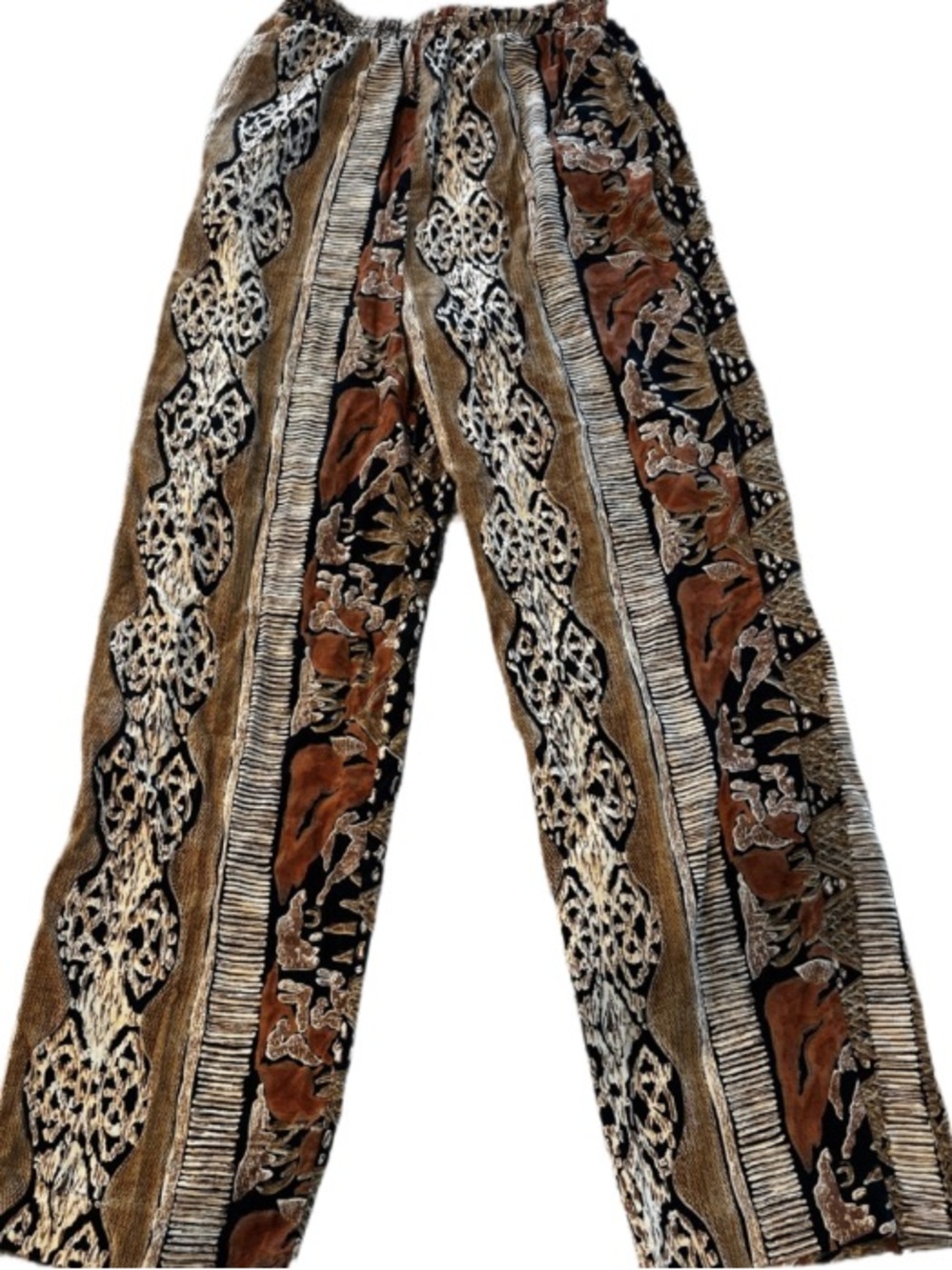 Vintage R.J. Stevens By Carol Escritor Boho Wide-Leg Pants Brown & Black